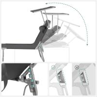 3 cm, Plegable, Tumbona, 193 x 53 x 29,5 cm, Capacidad 150 kg, Sombrilla Respaldo Inclinable, Jardín, Piscina, Terraza, Negro GCB193B01 - details 5