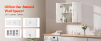 SucceBuy Gabinete de lavandería montado en la pared, unidad de almacenamiento colgante de 2 niveles con estante ajustable y puertas dobles, ideal para cocinas, garajes y lavanderías, 11,8 x 23,6 x 23,6 pulgadas (D x W x H), blanco - details 0