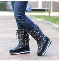 Botas de nieve de terciopelo para mujer, botas de algodón casuales gruesas de caña media cálidas antideslizantes - details 19