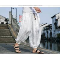 pantalones de marca al aire libre para hombres Lce seda dragón flor oscura bombachos sueltos pantalones casuales de pierna ancha de alta calidad para hombre - details 24