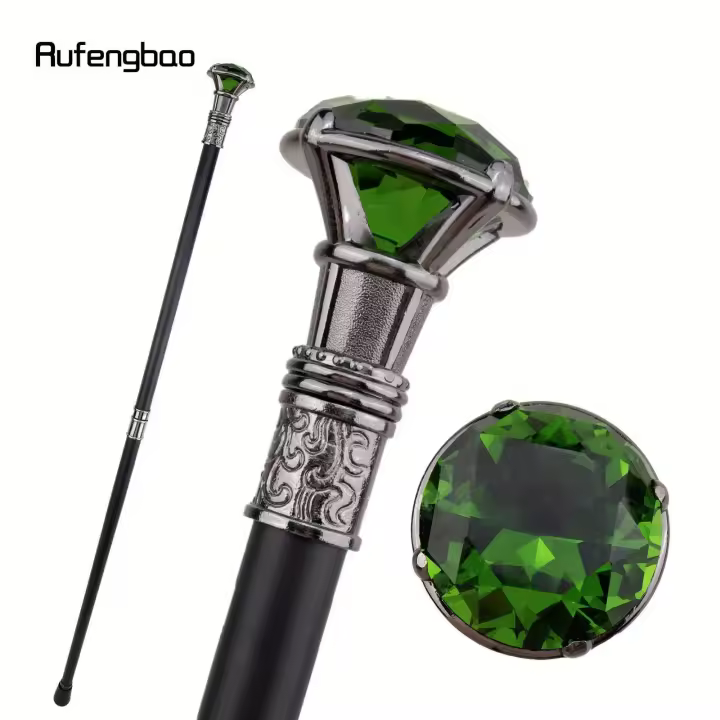 Bastón De Paseo Plateado Con Diamante Verde Artificial, Elegante bañador Decorativo Retro, De Lujo Para C - 1
