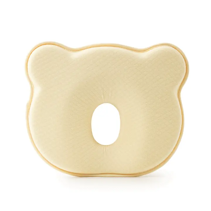 Almohada de espuma viscoelástica para bebé con diseño estéreo protector de cabeza para recién nacidos viaje 100% algodón recomendado para 0-24 meses - 1