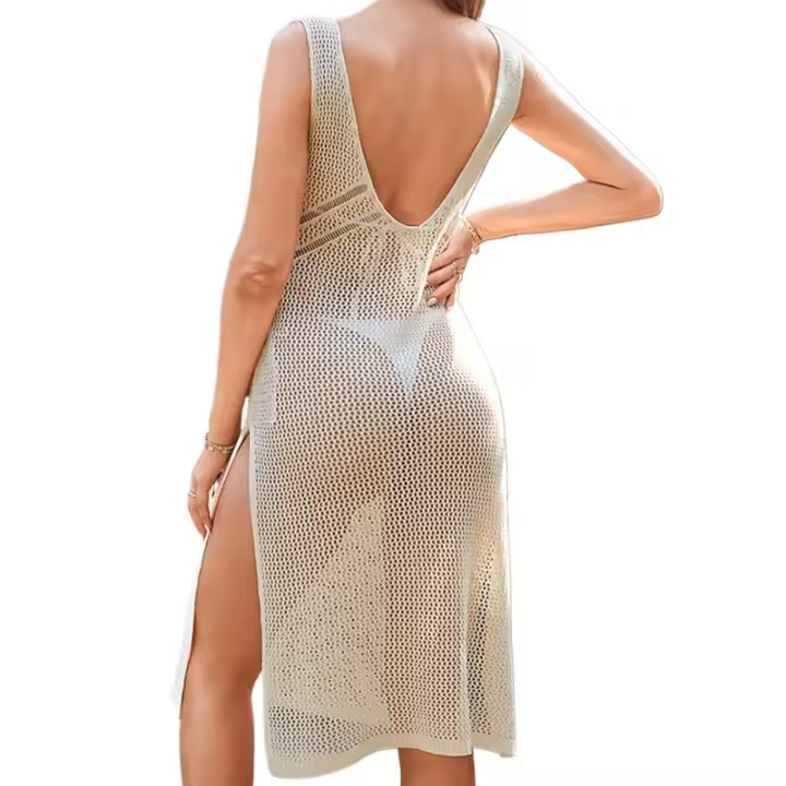 Nueva Playa Exterior Encubrimiento Femenino Protector Solar Antideslumbrante Hueco Encubrimiento Falda De Punto Falda Larga Bikini Encubrimientos - 1