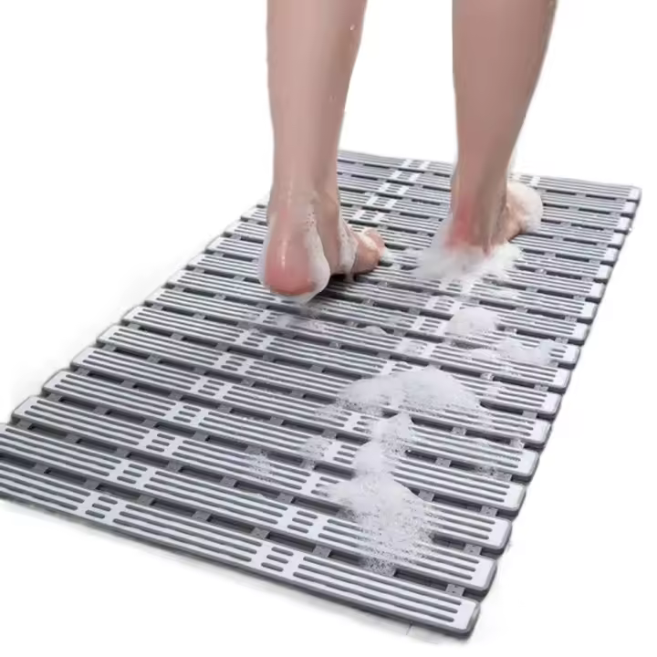 Alfombra plegable con ventosa para suelo, alfombra de baño rectangular de fácil secado con succión fuerte, alfombra antideslizante hueca a prueba de humedad para baño - 1