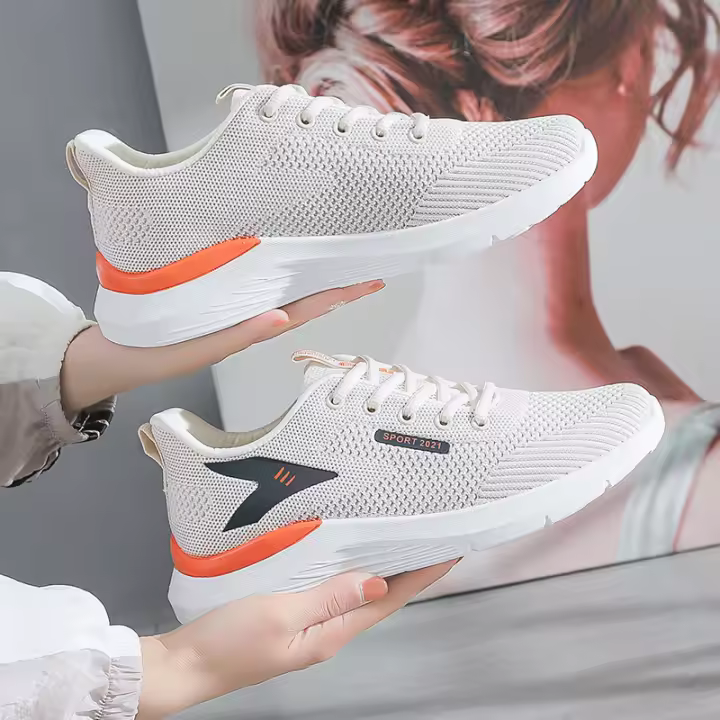 Zapatos de malla sólida para mujer 2025 transpirables con punta redonda, zapatillas deportivas tejidas por inyección - 1
