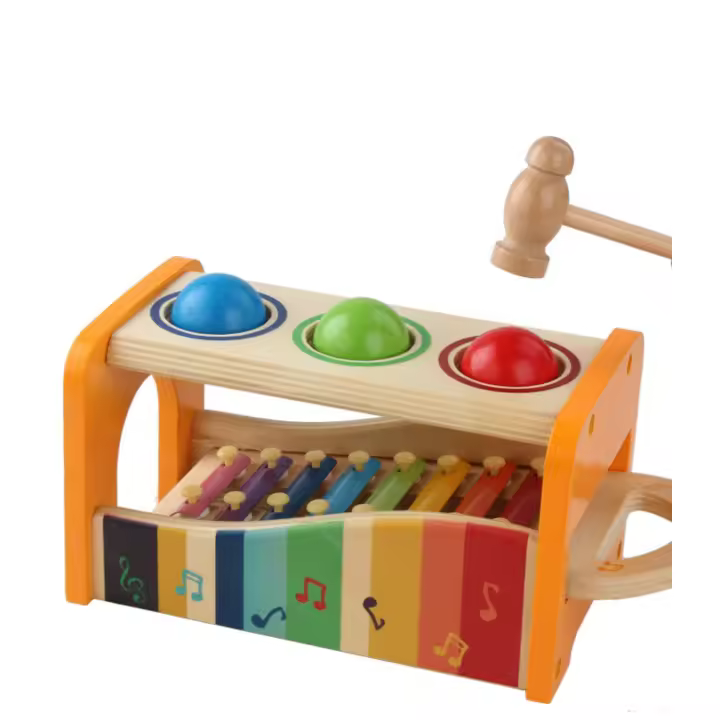 Excitat Juguete Musical de Madera Duradero Xilofón Deslizante para Niños Pequeños Amarillo - 1