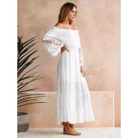 Vestido de manga larga con volantes para mujer, elegante vestido de gasa con hombros descubiertos, moda 2025 - details 1