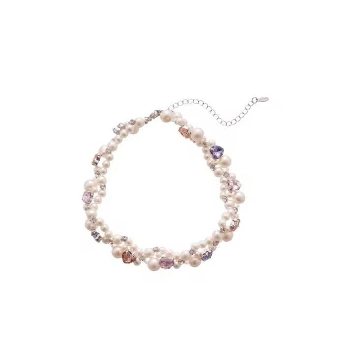 Collar de Perlas y Cristales en Forma de Corazón - Joyería Artesanal para Mujer, Estilo Boho Chic y Elegante - 1