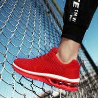 Zapatillas de correr con cámara de aire para hombre y mujer, zapatos informales a la moda, color rojo, para caminar al aire libre y gimnasio - details 20