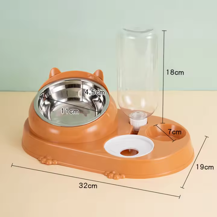 Cuenco para gatos, cuenco doble, agua potable automática, cuenco de comida para cachorros, agua potable para mascotas, suministros para perros y gatos - 1