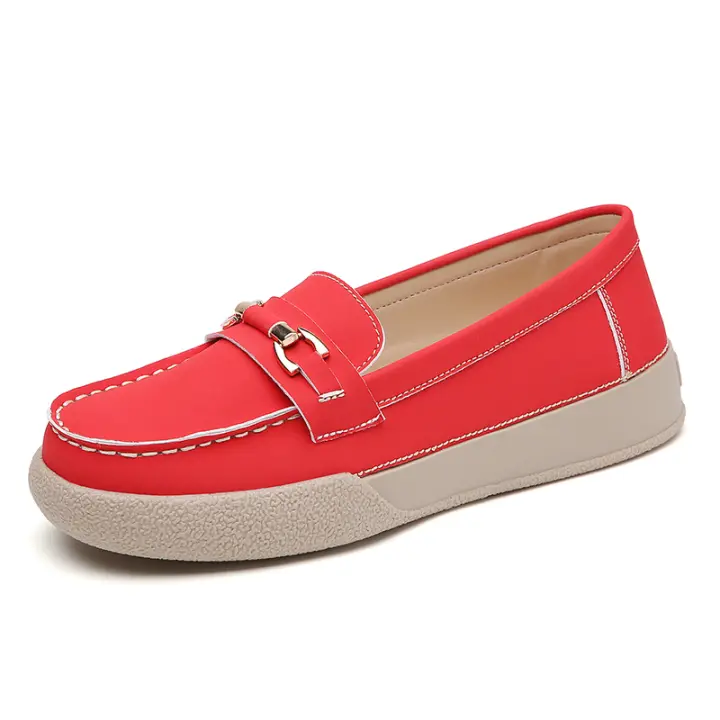 Zapatos planos clásicos informales de piel ligeros con punta redonda para mujer, sin zapatos, cómodos para caminar - 1