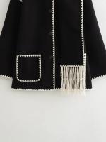 Chaqueta elegante suelta de media temporada para mujer, cuello con bufanda en zigzag, ropa de moda, otoño e invierno, 2024 - details 54