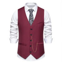 Chaleco de Traje Slim Fit para Hombres Nuevo Arrival Accesorios de Cadenas de Moda Casual Vintage Para Fiesta de Boda Material Exterior de Poliéster - details 4