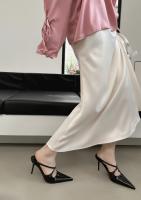 Bolsa de tacón fino de charol puntiagudo cabeza media zapatillas mujer desgaste nueva plata tacón alto medio Toller zapatos individuales - details 8