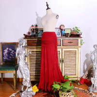 Flamenco Vestido de baile de hojas triangulares rojo envuelto cadera con dos lados hinchados - details 5