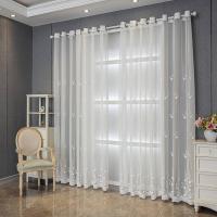 Cortinas de Dormitorio, 2 Piezas,Cortina bordada decorativa para Salón Habitación, Blanco - details 3