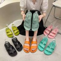 Nuevo 2025 Zapatillas Edición coreana diseño Color caramelo fondo plano verano zapatos de mujer Sandalias deportes y ocio Zapatillas - details 0