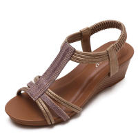 Sandalia Sandalias de cuña romanas para verano 2025, zapatos de mujer de viaje ligeros de una pieza de nuevo estilo étnico - details 3