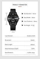 Reloj Deportivo de Cuero de Lujo para Hombres Hannah Martin Estilo de Negocios Negro de 42mm - details 7