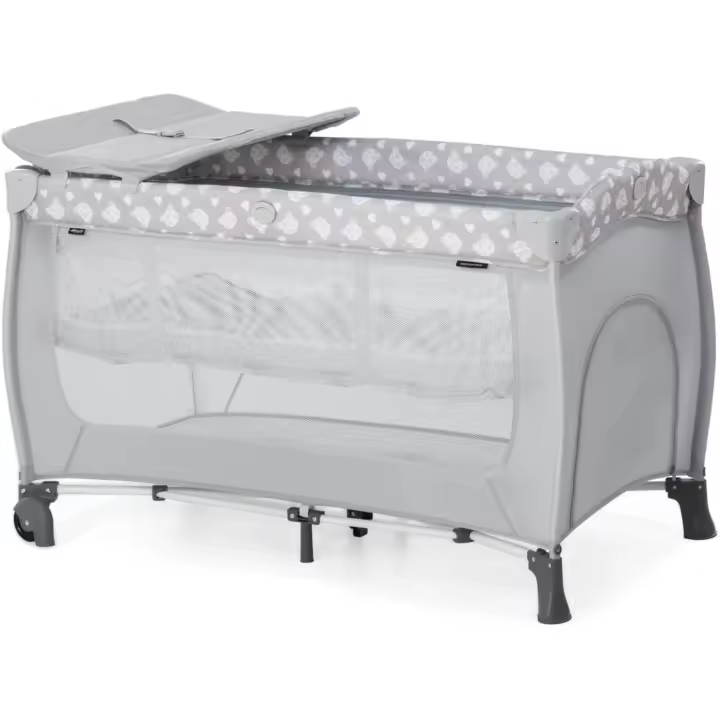Cuna de Viaje de Dos Alturas con Cambiador Parque Infantil Bebe 120x60 cm Cuna Bebe en Gris Teddy - 1