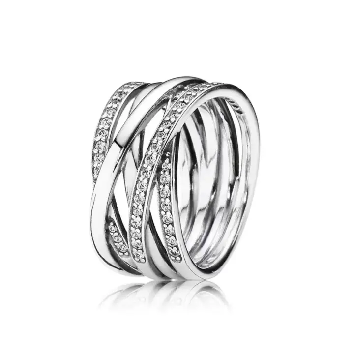 Her Lab Jewelry-Anillo de Plata 925 con brillante Piedra Blanca, elegante diseño, estuche de joyería - 1