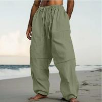 Pantalones casuales de moda para hombre, para playa, pierna recta, color sólido, cómodos. - details 0