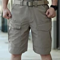 Pantalones cortos informales de color sólido para hombre, pantalones cortos Cargo de verano con cintura elástica, múltiples bolsillos, tela resistente al desgaste para exteriores - details 2