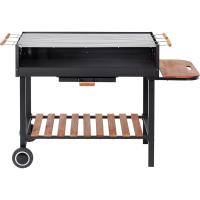 Acero/Madera, Mesas Plegables, con Ruedas, Estantería Inferior, Negro - details 20
