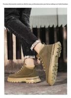 Zapatos de cuero para hombre, ropa de trabajo informal Retro británica, botines bajos de media caña, plantilla con cierre de botón, PU para invierno - details 8