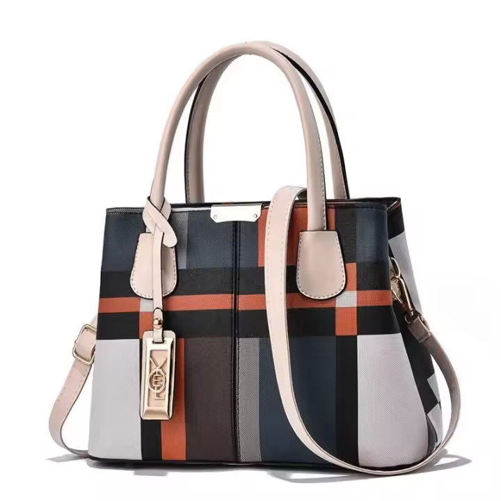 Bolso de mano a cuadros atmosférico para mujer, bandolera informal de gran capacidad, bandolera de mediana edad, mochila de lujo de alta gama - 1