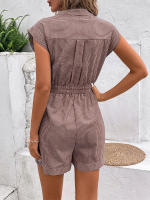 Mono de verano a rayas para mujer, mono de manga corta, pantalones cortos - details 25