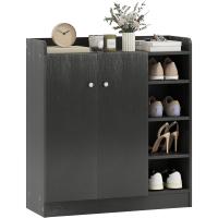Puerta ancha de 2 hojas con estantes ajustables para 12 pares de zapatos, entrada de pasillo, 83x30x90 cm, blanco - details 9