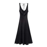 PB & ZA2025satin textura sin mangas con cordones espalda descubierta temperamento vestido suelto falda larga novedad de verano ropa de mujer - details 2