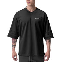 Camiseta de manga corta para hombre, camiseta de entrenamiento cómoda de Fitness, letras simples, Hip Hop, moda de verano, talla grande - details 2