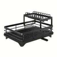 Estante para secar platos, organizador de platos de cocina ajustable con escurridor sobre fregadero, encimera, soporte de almacenamiento de cubiertos - details 4