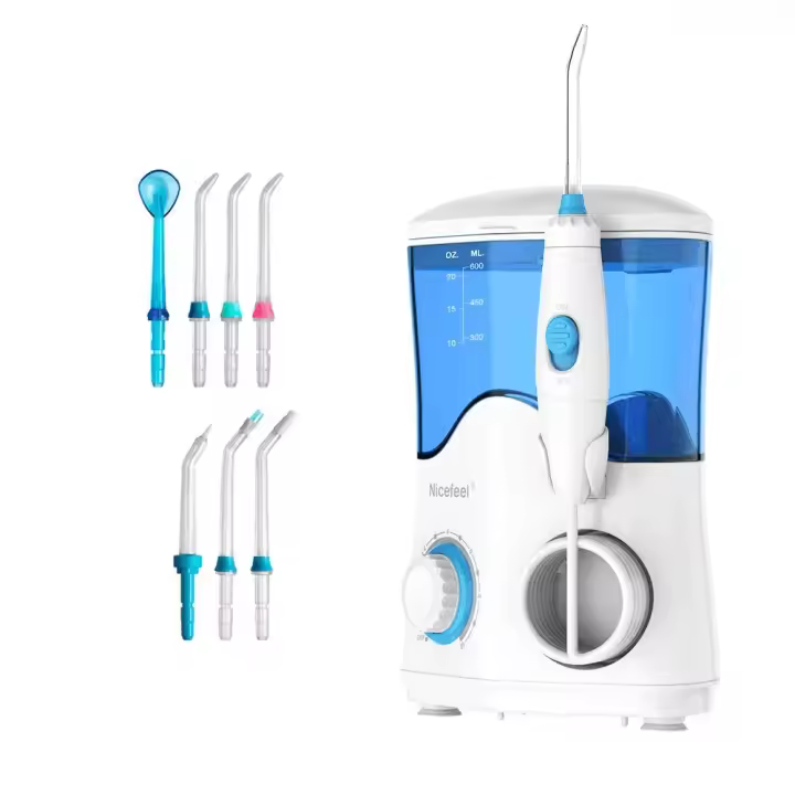 Irrigador Dental Profesional de 600ml Multifuncional con 7 Boquillas y 10 Niveles de Presión para Limpieza Bucal Compatible con Waterpik - 1
