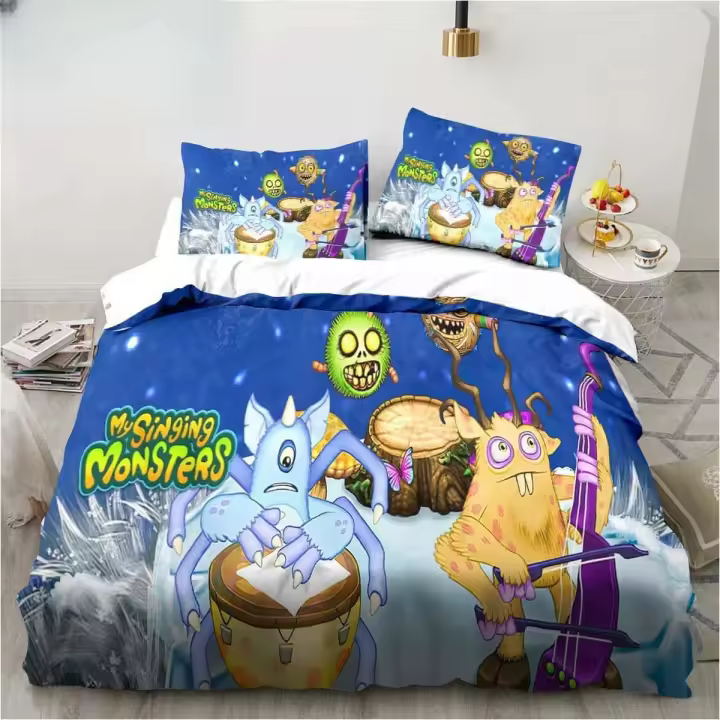 Conjunto de Ropa de Cama 3D de Monstruos Cantantes Cobertor, Funda de Edredón, Funda de Almohada para Niños y Adultos Categoría de Ropa de Cama - 1