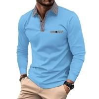 Camiseta polo de golf de costura falsa con bolsillo informal para hombre con cuello de manga larga de primavera y otoño - details 4