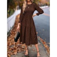 Primavera otoño nuevos vestidos de cuello redondo para mujer vestido de manga larga estampado A-line liquidación - details 13