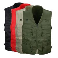Chaleco Ligero para Hombres Color Sólido, Sin Mangas, Cuello en V, Múltiples Bolsillos, Para Primavera y Otoño - details 2