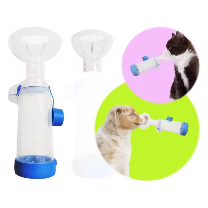 Espaciador de inhalador con 2 máscaras para mascotas, Gato y perro pequeño, con máscara de silicona de forma redonda, Aerosol - 1