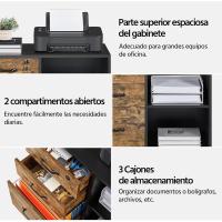 Cajonera Escritorio con Ruedas Cajonera de Oficina 3 Cajones Archivador Móvil de Oficina para Carpetas 80x40x65,5cm Blanco - details 24