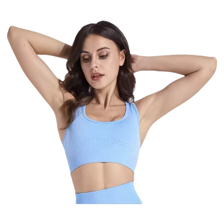Sujetador deportivo de Color sólido sin costuras para mujer, sostén para Yoga, correr, Fitness al aire libre - 1