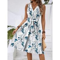 Vestido casual de verano para mujer 2025temu con cuello en V, sin mangas y estampado. - details 10