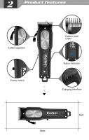 Kemei-cortadora de pelo inalámbrica para hombre, Kit de aseo profesional, recargable por KM-2604, para cortar el pelo y la barba - details 2