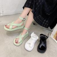 Sandalias de verano con punta redonda, estilo de Color sólido, versión, zapatos individuales cómodos para mujer - details 18