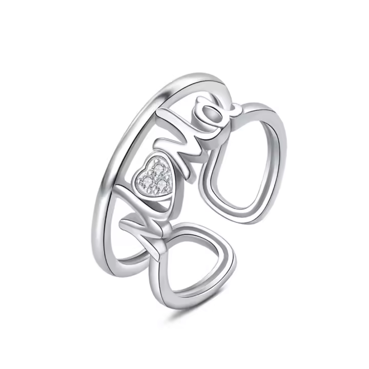Anillo de Plata Pura Geométrica Brillante Regalo Elegante para Madres Adecuado para Mujeres y Niñas - 1