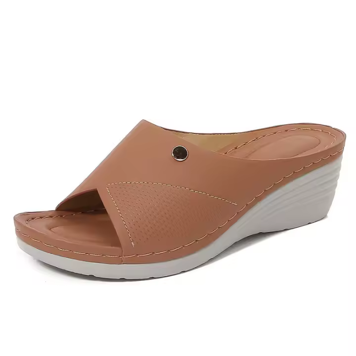 Sandalia de Plata Cómoda Tacón de Cuña Descendente para Primavera/Verano 2025 - 1