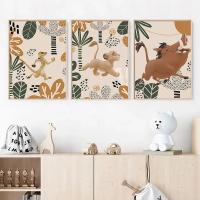 Pinturas de Lión Rey Boho para Niños JUBEER Pinturas en Lienzo de Animales de Película Safari Cheetah Arte de Pared para Habitación de Bebé Decoración del Hogar - details 1