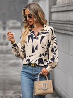 Camisa estampada de manga larga con cuello tipo Polo para mujer, jersey de oficina, blusa, ropa superior para mujer, otoño e invierno, 2023 - details 5